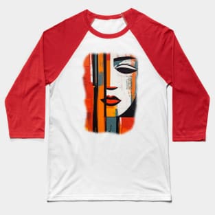 Abstract woman face, straight lines on canvas Baseball T-Shirt